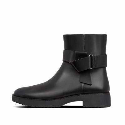 Fitflop Women's KNOT Leather Ankle Boots - Black, XG9147302